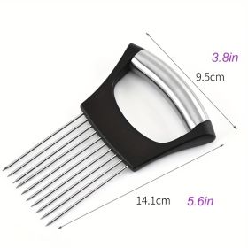 Onion Slicer Holder, Onion Holder For Slicing, 304 Stainless Steel Onion Slicer Cutter, Lemon Holder Slicer, Creative Onion Slicer Holder, Onion Slice (Color: black)