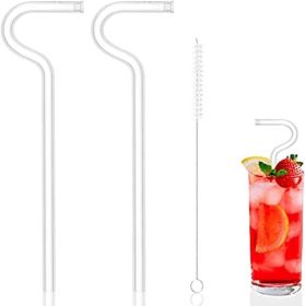 Anti Wrinkle Straw - Glass Anti-wrinkle Drinking Straws, Clear Reusable Straws With Cleaning Brush - Eco-Friendly Alternative To Plastic - Cleaning Br (Color: White)